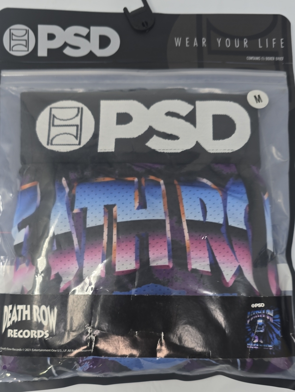 PSD Men’s Boxer Briefs Death row records– Black with Purple and Blue